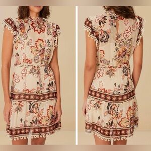 Farm Rio Sand Aura Floral Mini Dress, Size S